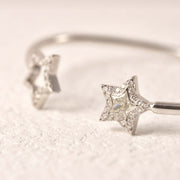 Natural White Diamond Star Bangle 18K D0.35ct d0.32ct. 18K